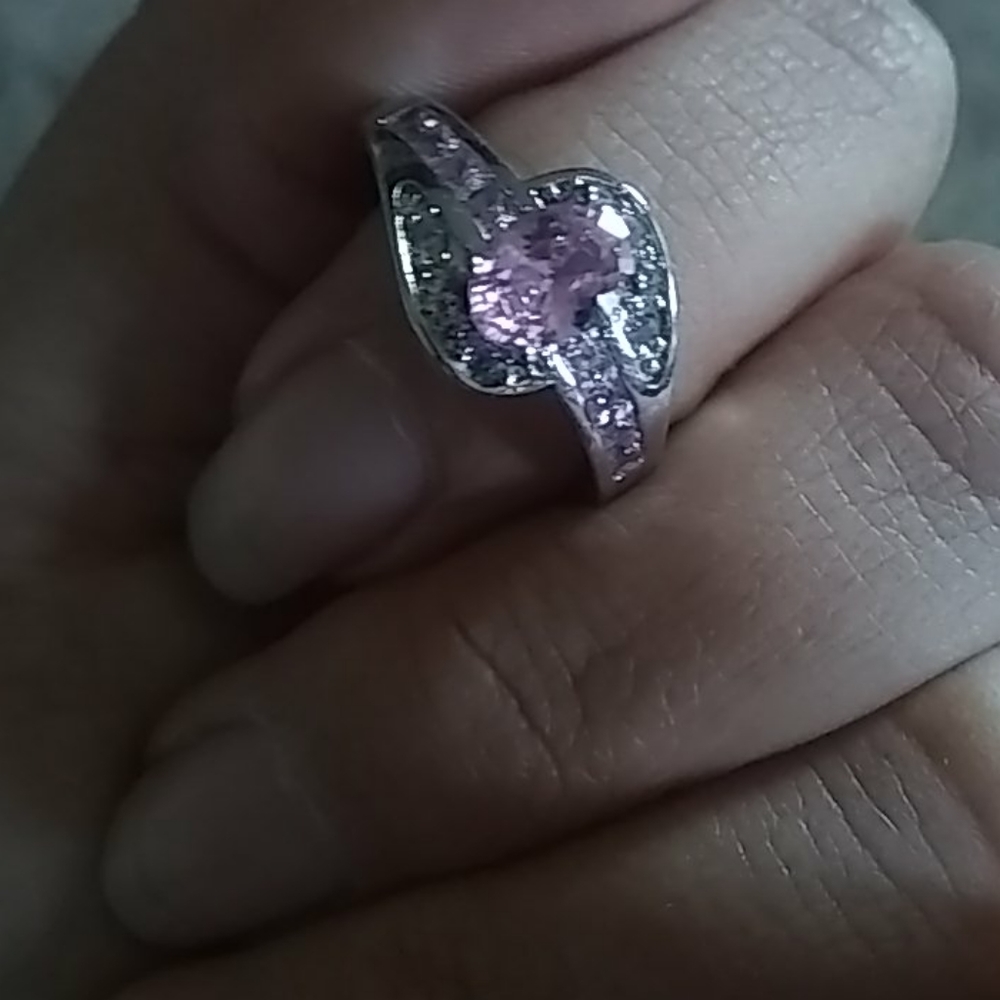Solid Sterling Silver 925 Ring With Pink Stone - image 8